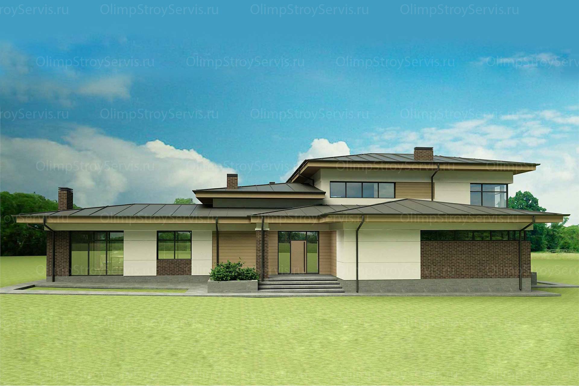 Двухэтажный дом в стиле Райта "Гринвальд"