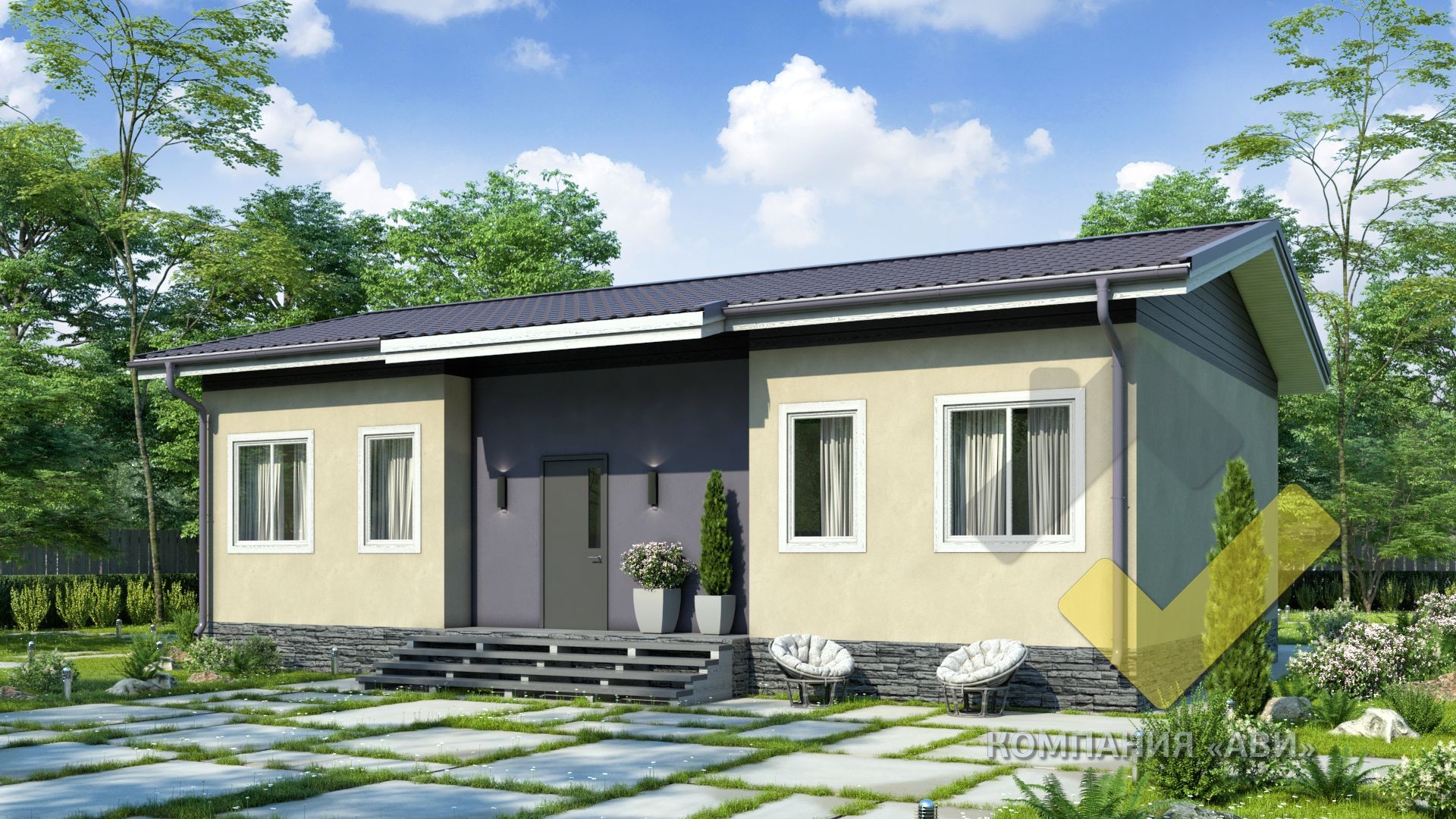 Строительство каркасного дома 12,8х8,4 "Астра" под ключ