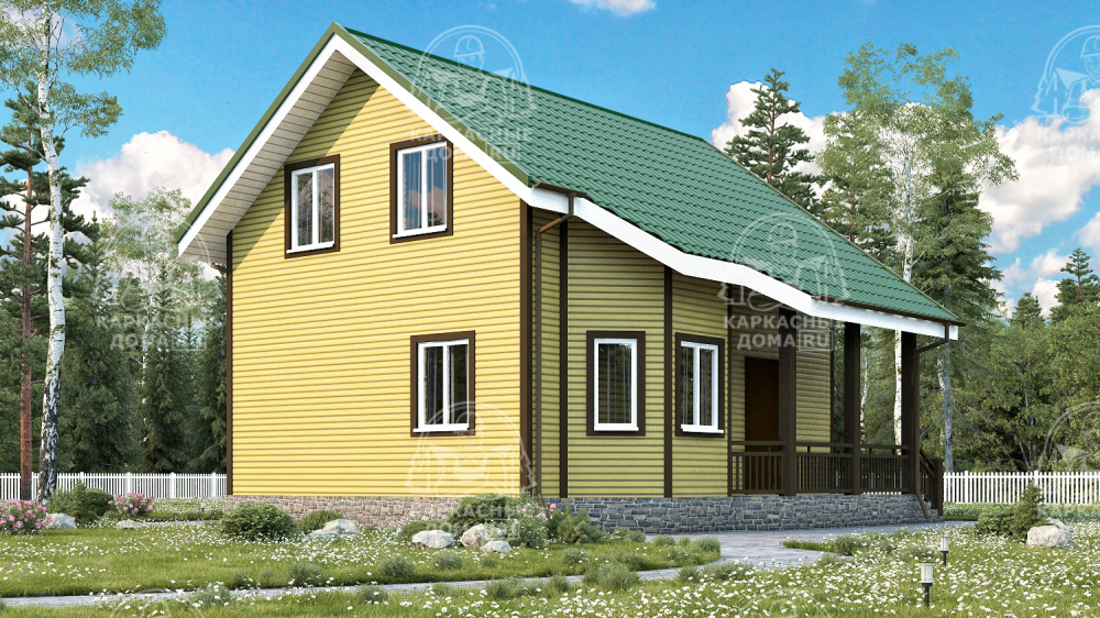 Каркасный дом 7.5x8 Проект "Обсидиан"