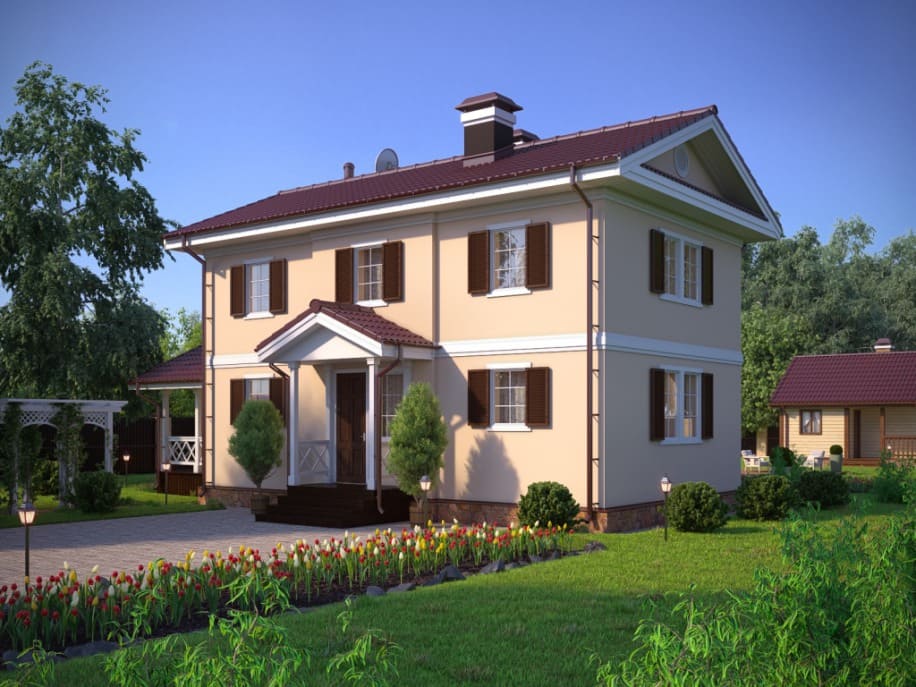 Проект двухэтажного каркасного дома Усадьба S под ключ от компании БАКО