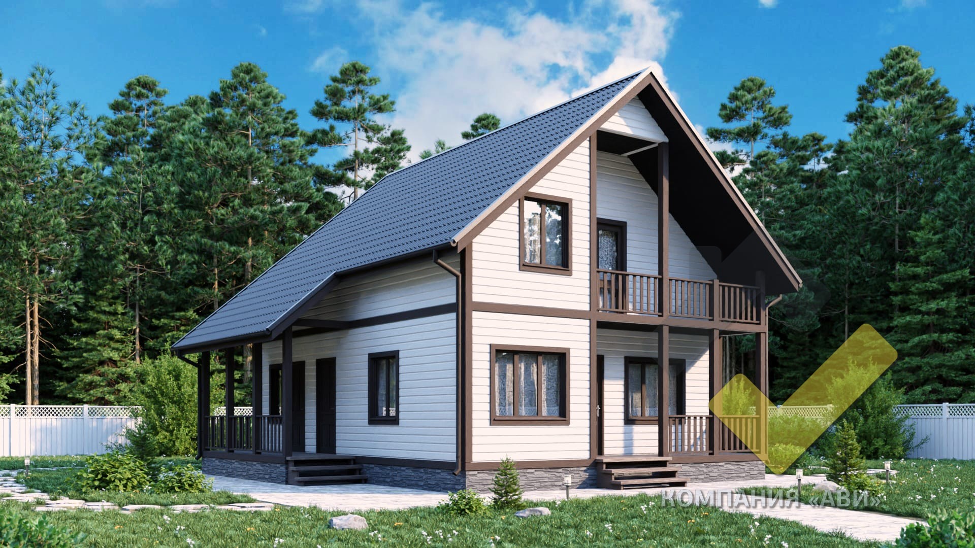 Строительство каркасного дома 9,5х8 "Оскар" под ключ