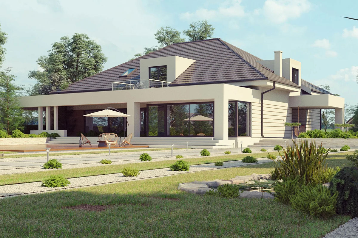 Современный дом «Орен» с мансардным этажом