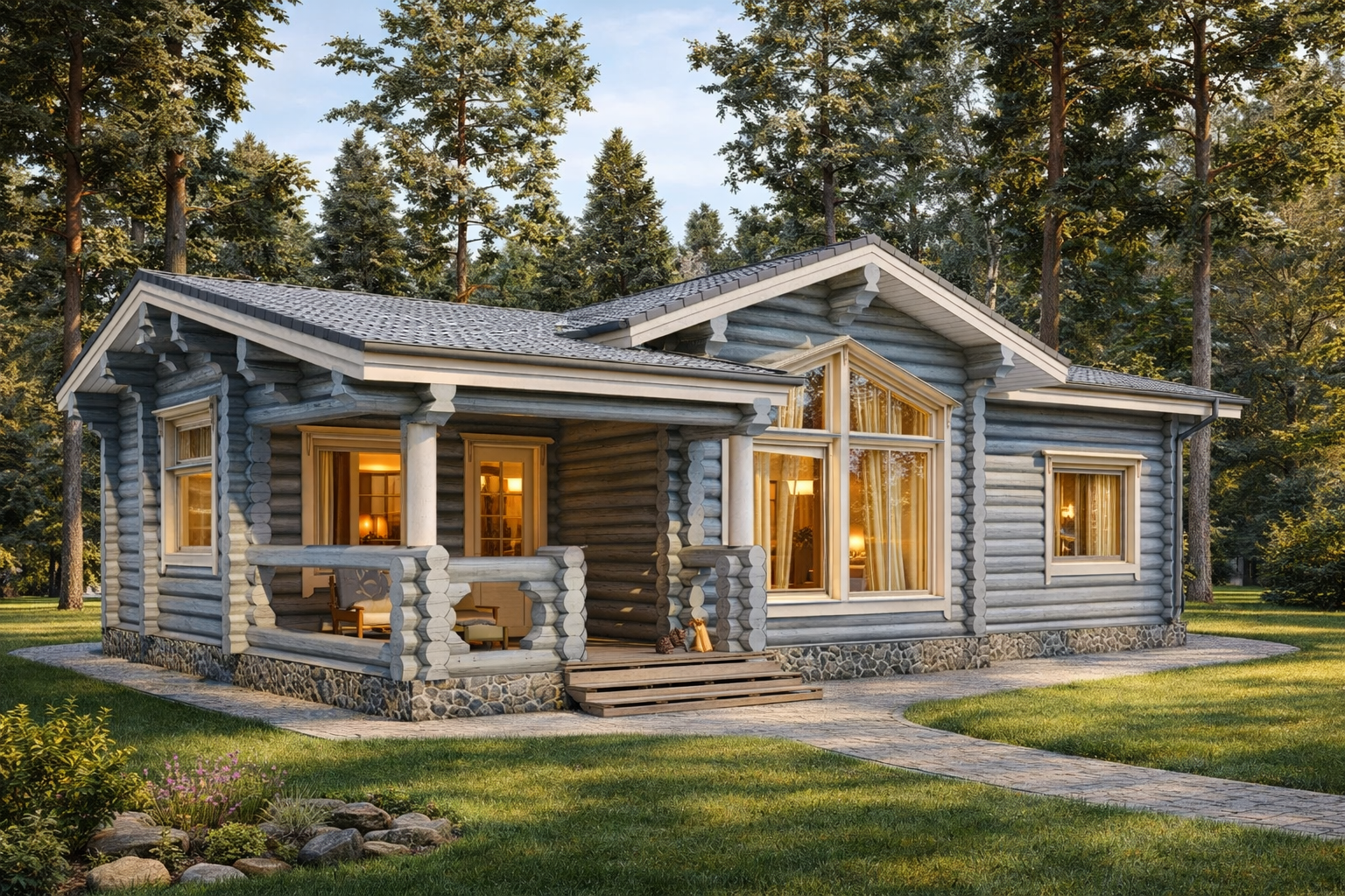 Дом из оцилиндрованного бревна «Муром» | ЭкоТех