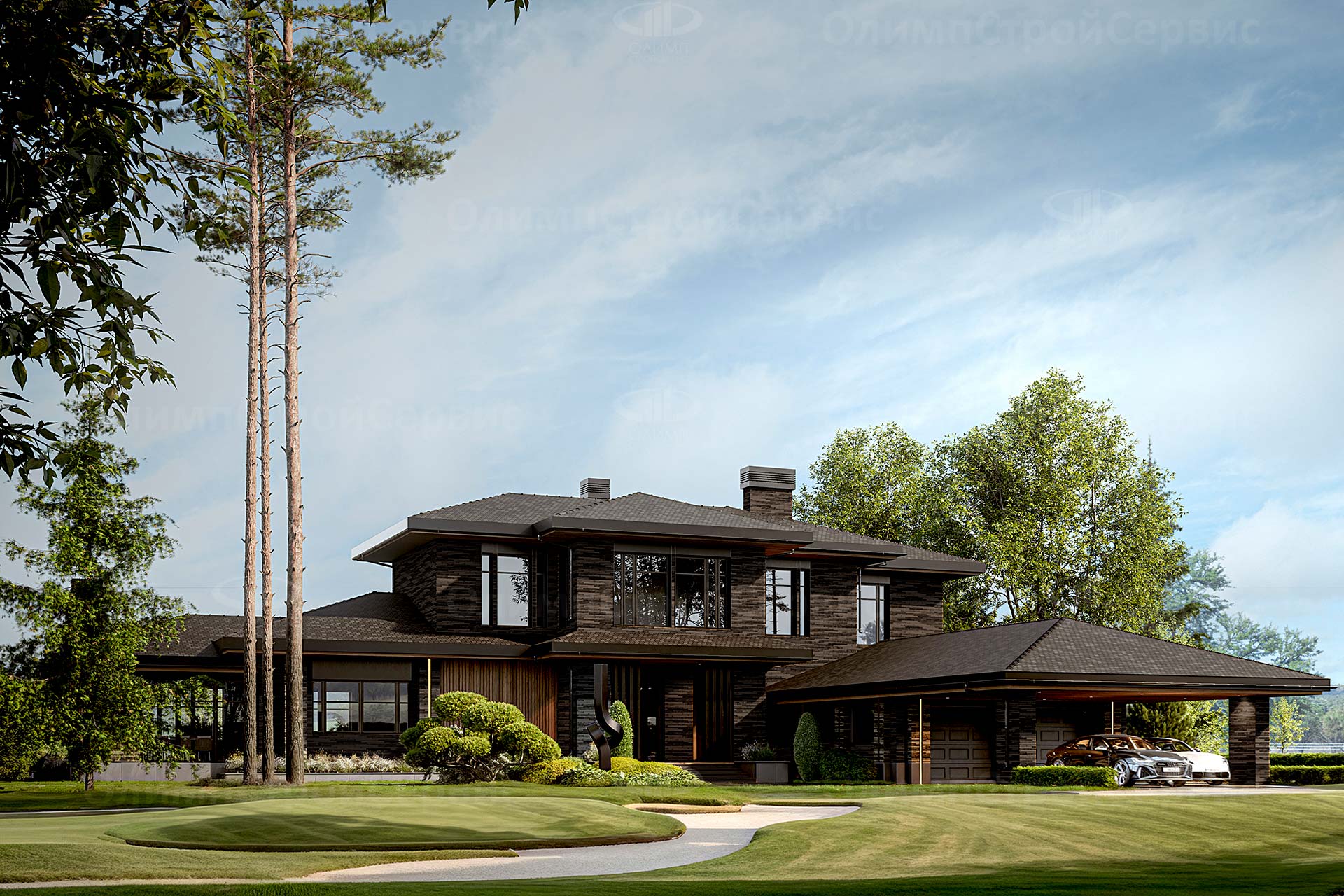 Коттедж в стиле Райта «ROCKVILLE» с большой террасой