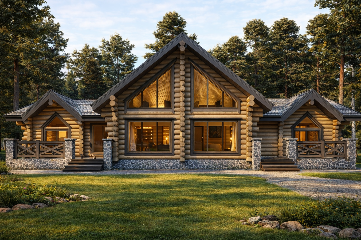 Одноэтажный дом рубленное бревно «Гепард» | ЭкоТех