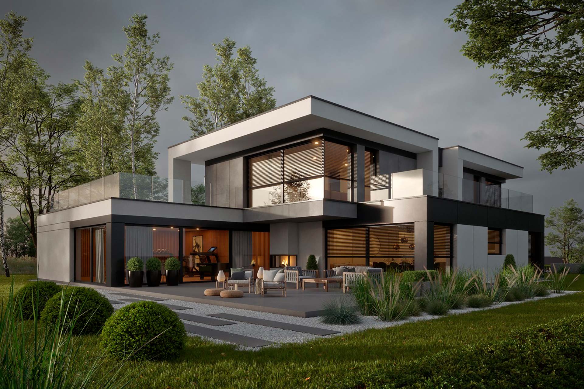 Дом в стиле Hi-Tech с террасой «CARVEL»