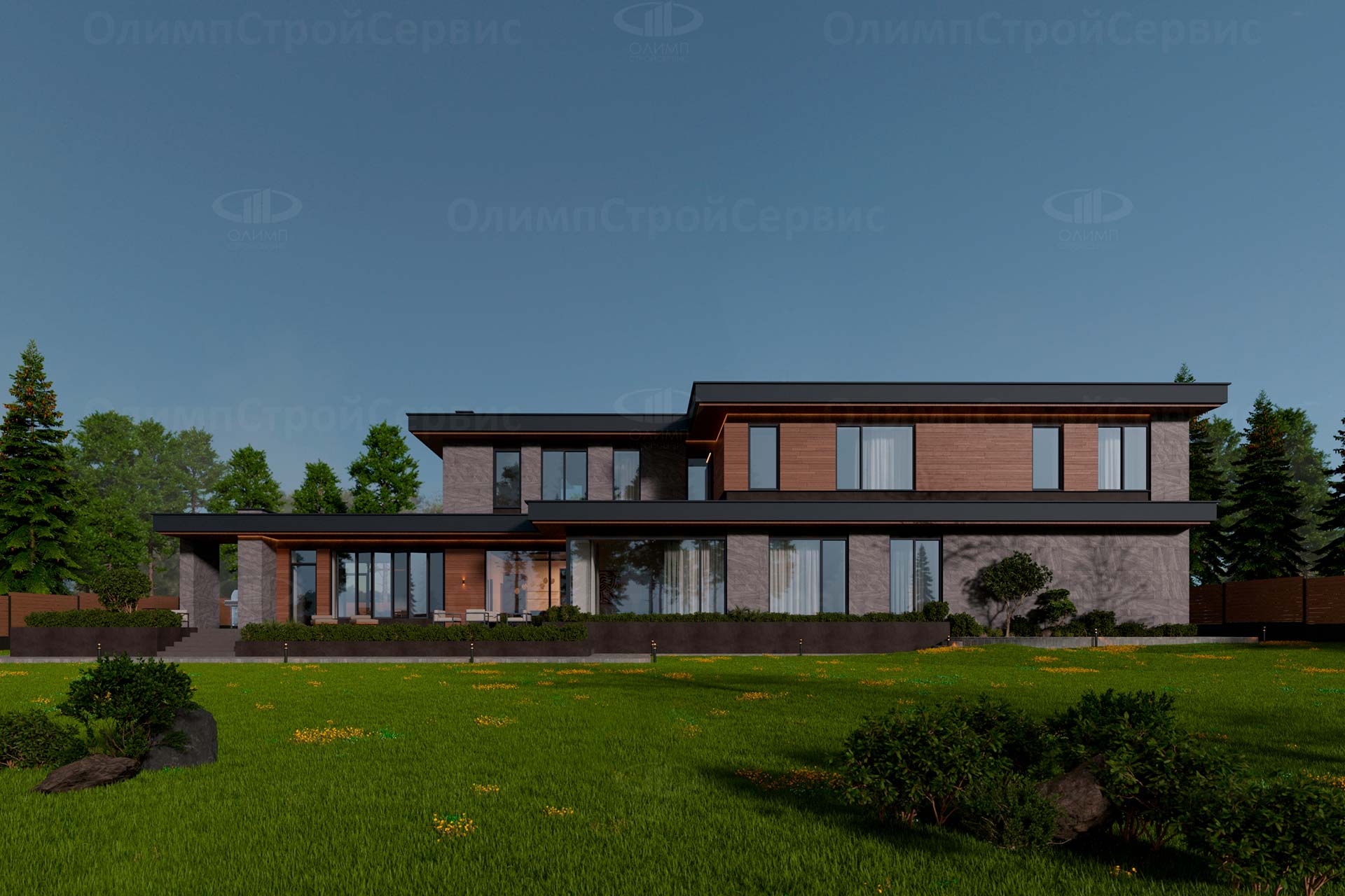 Двухэтажный коттедж «Блэквуд» в стиле Хай-Тек