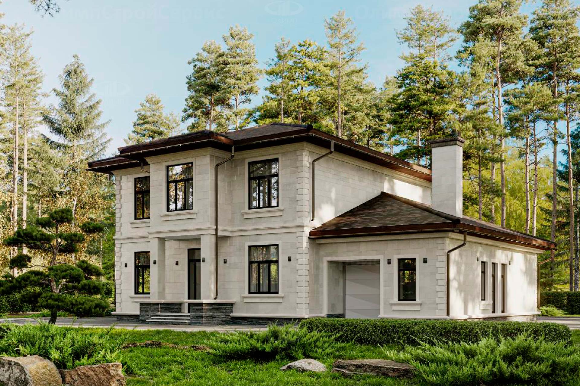 Дом с фасадом из натурального камня «Вильден»