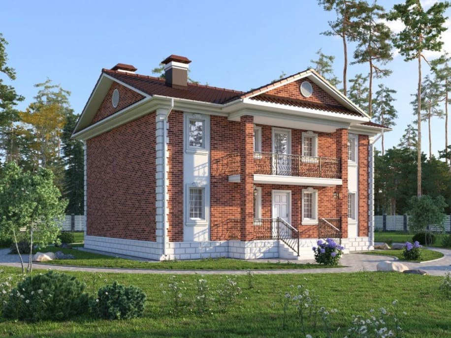 Проект двухэтажного каркасного дома Вилла 2 L под ключ от компании БАКО