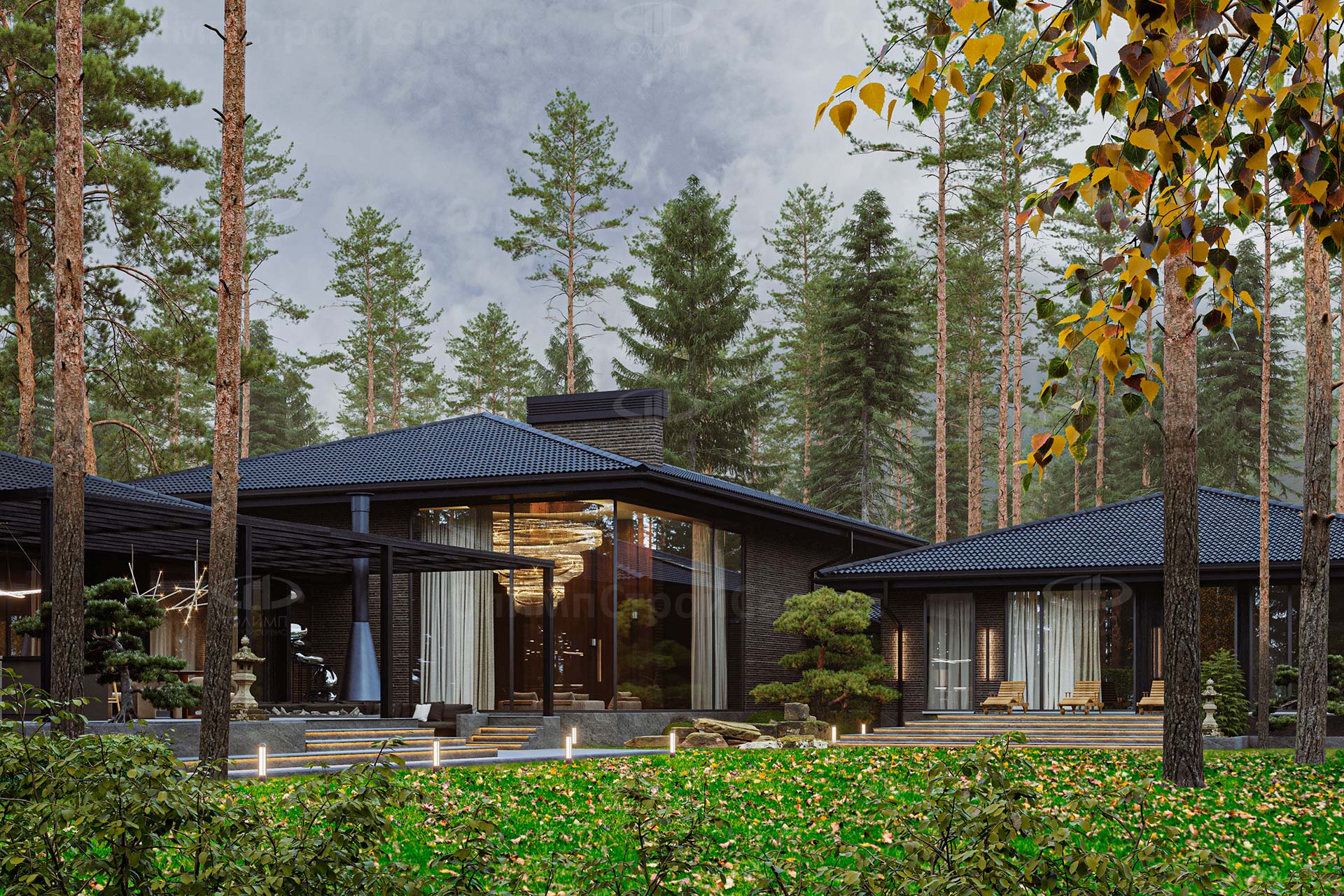 Одноэтажный дом с патио в современном стиле «Девайн»