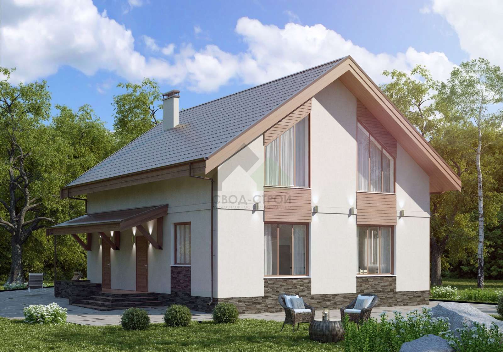 Дом из газобетонных блоков С-234 ГБ «Ретрит»