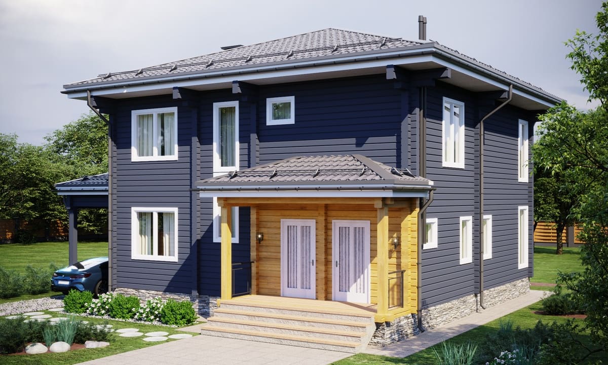 Проект 4 спальни с навесом №362