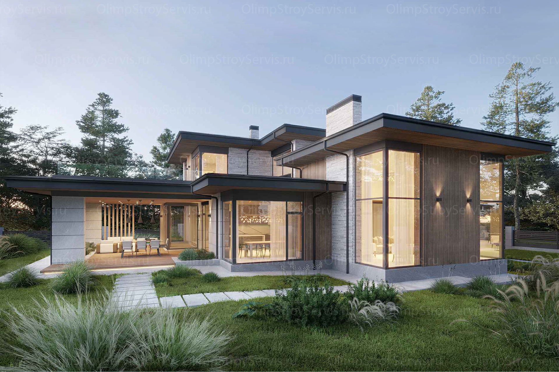 2-этажный коттедж "Тироль" в стиле «Прерий Райта»