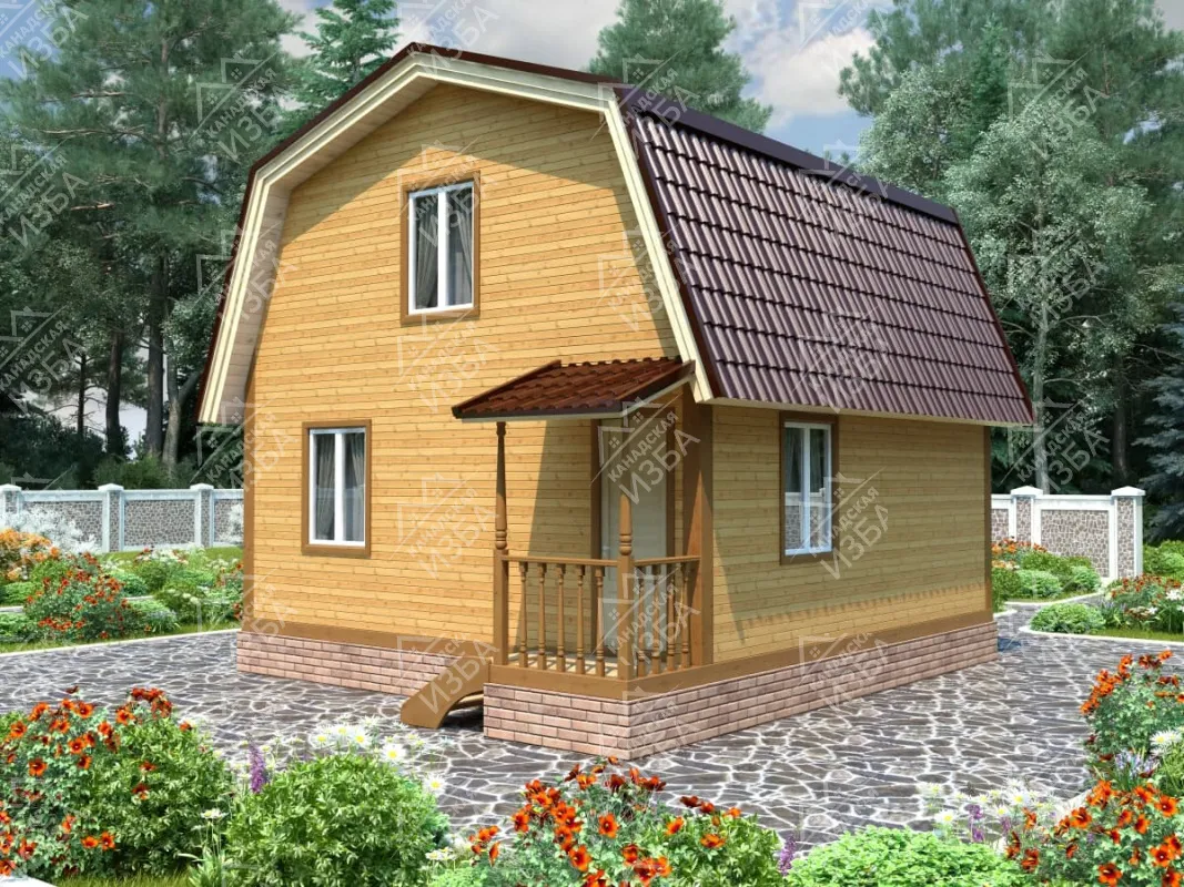 Каркасно-щитовой дом 6х6 «Амур» Проект и цена строительства в Москве