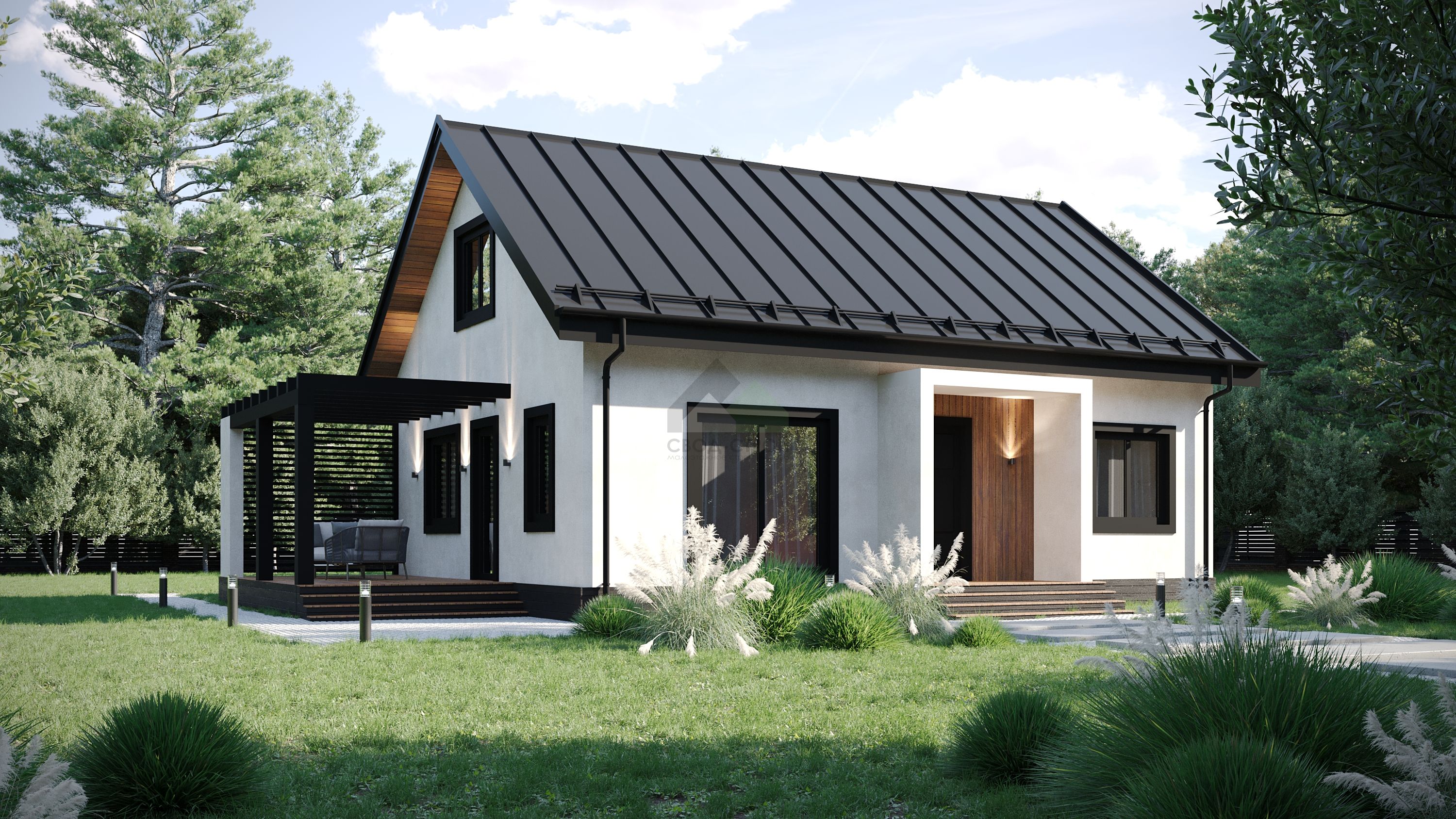 Каркасный дом С-184 КР «Графит»