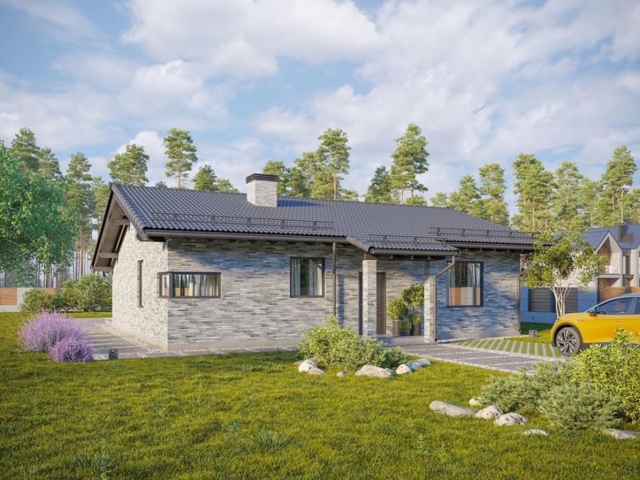 Проекты домов из газобетона Бунгало XL под ключ