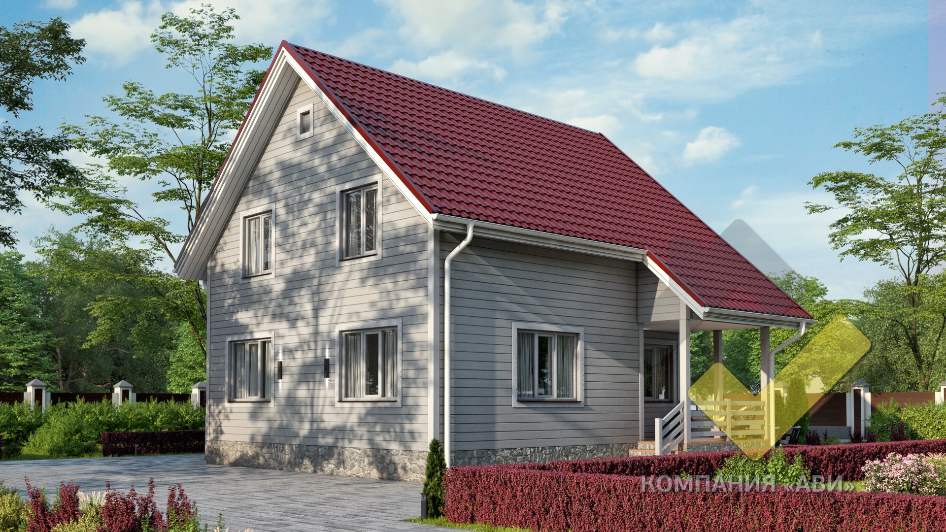 Строительство каркасного дома 9,7х9,1 "Грос" под ключ