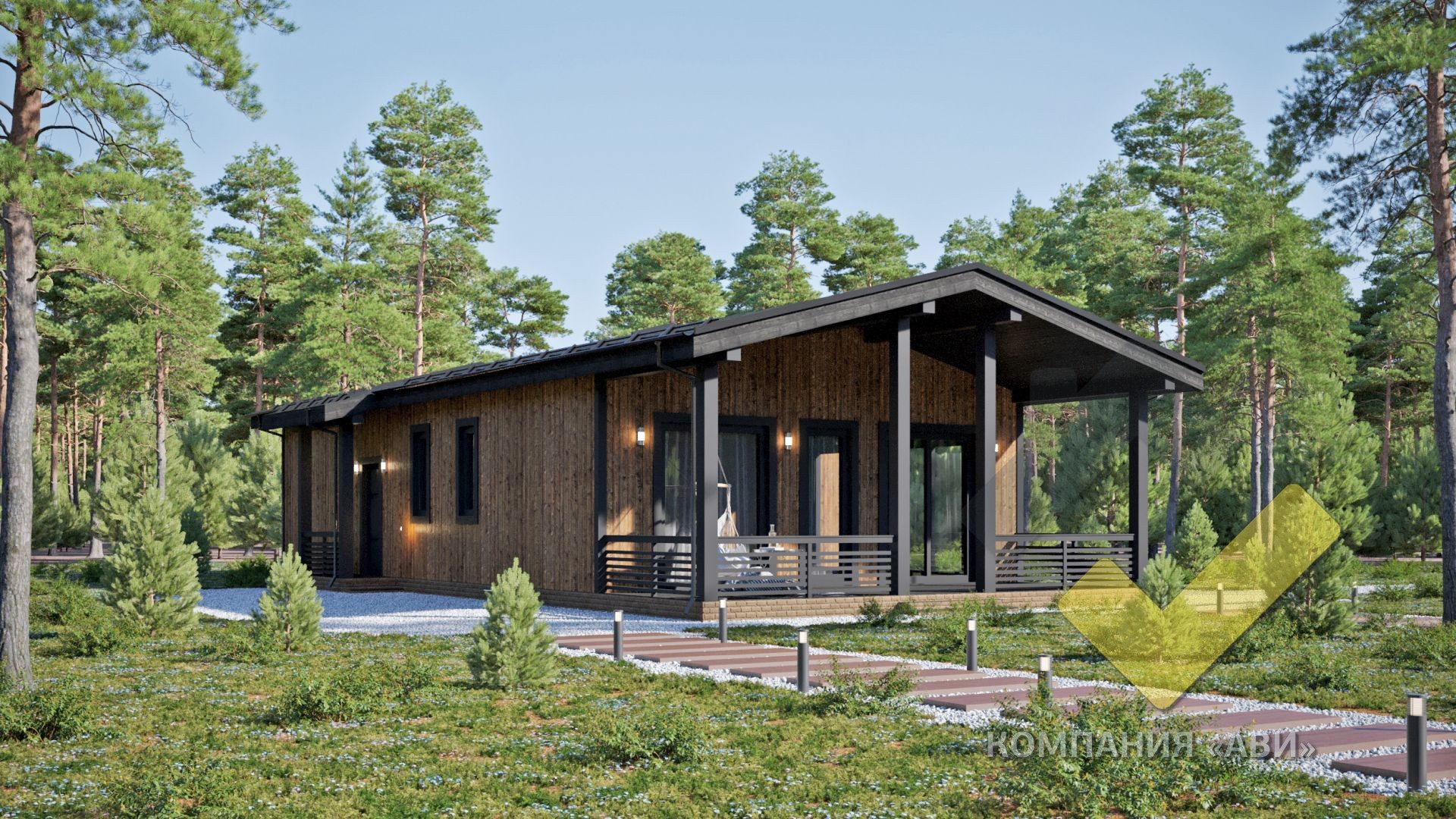 Строительство каркасного дома 14,3х9,7 "Арти" под ключ