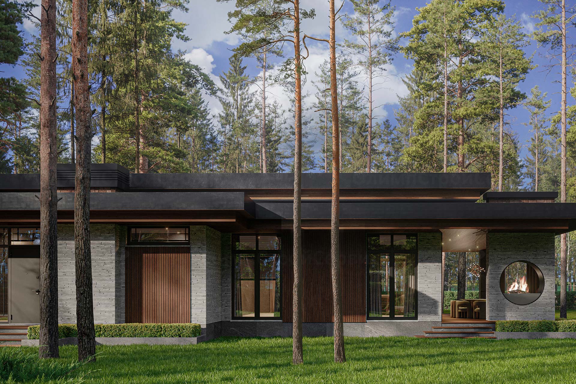 Одноэтажный дом «Сомервилл» с плоской крышей