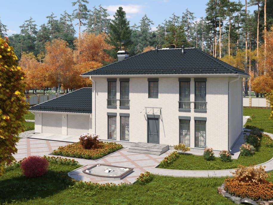 Проект двухэтажного каркасного дома Вилла 2 M под ключ от компании БАКО