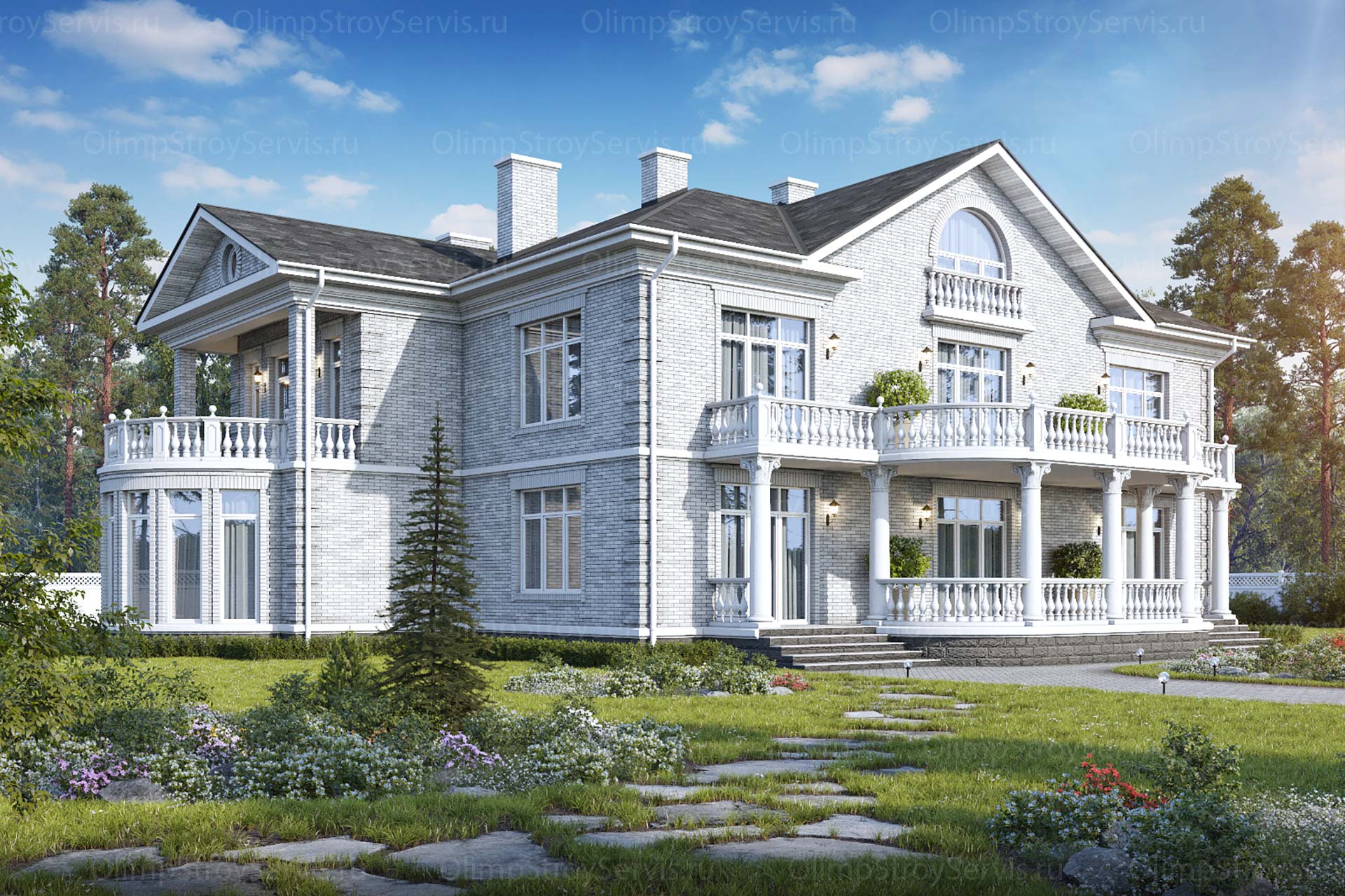 Двухэтажный дом с мансардой «Сендин»