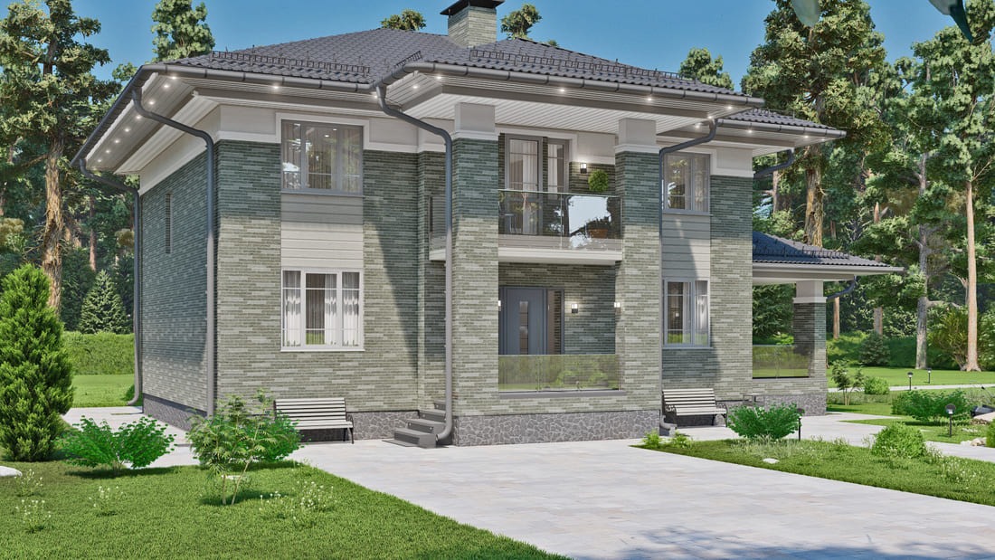 Двухэтажный особняк проект Райт