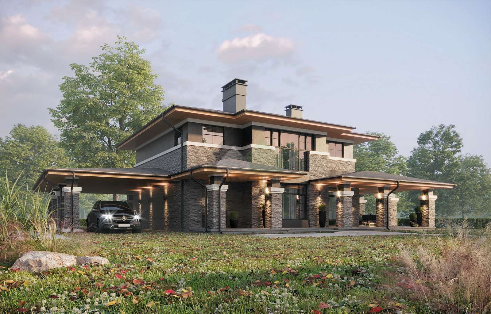 Дом из газобетонных блоков С-389 ГБ «Аура»