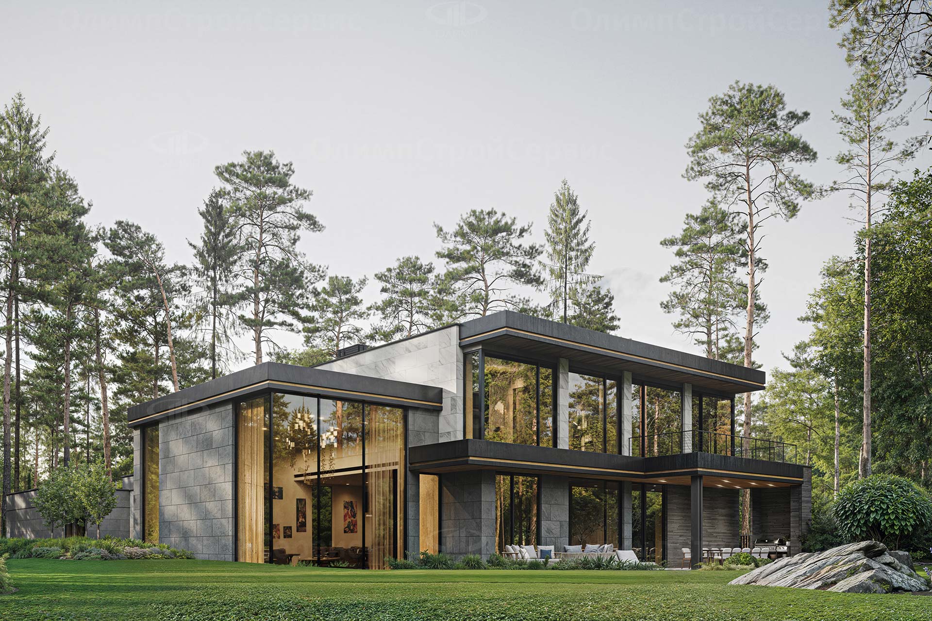 Современный дом «Вудленд» с плоской крышей