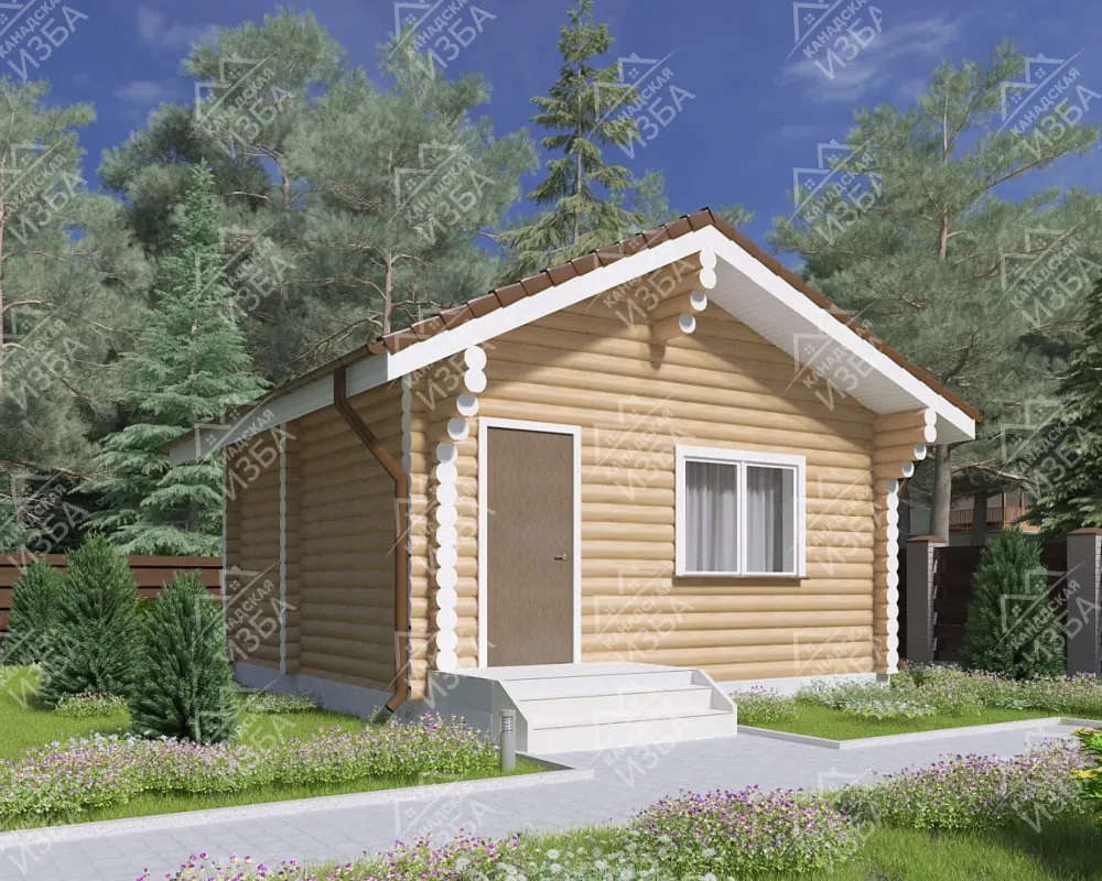 Дом из оцилиндрованного бревна 5.5х5.5 «ОЦБ 9» Проект и цена строительства в Москве