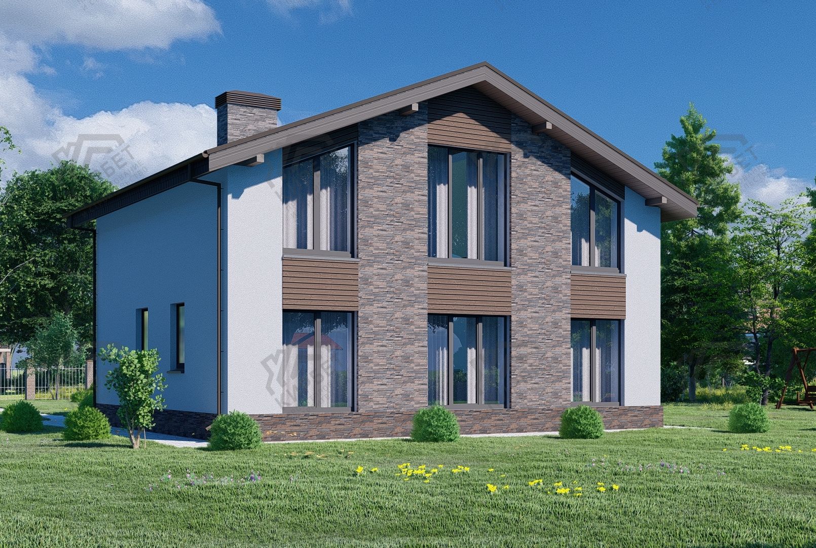 Проект дома из керамоблоков 11х11 ТКБ-163: цена по запросу