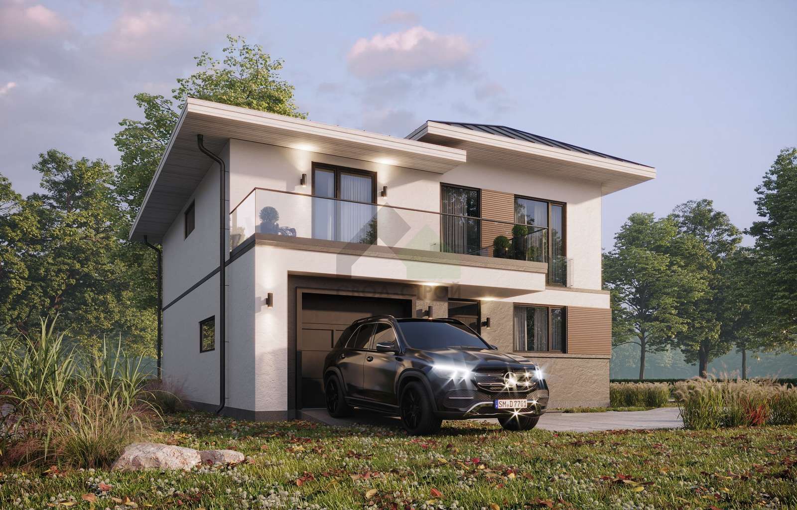 Дом из газобетонных блоков С-284 ГБ «Лайт»