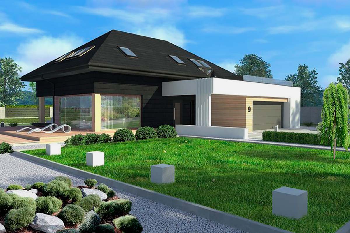 Дом с мансардой и открытой террасой «Хорн»