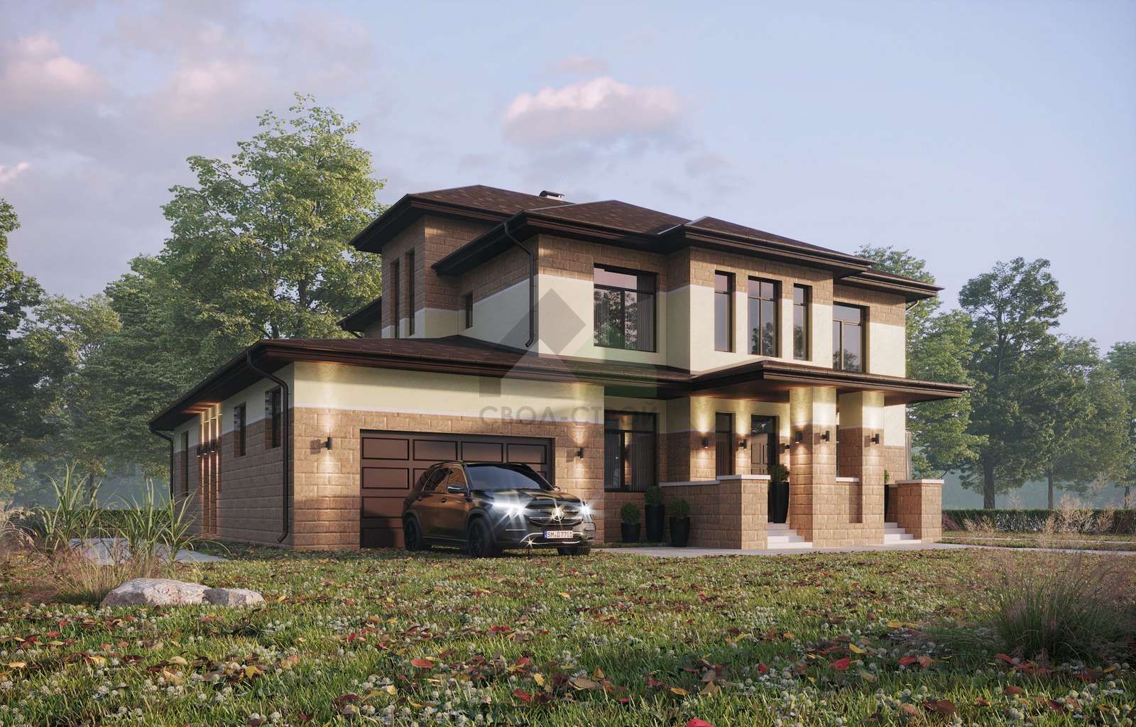 Дом из газобетонных блоков С-385 ГБ «Прерий-Райта»