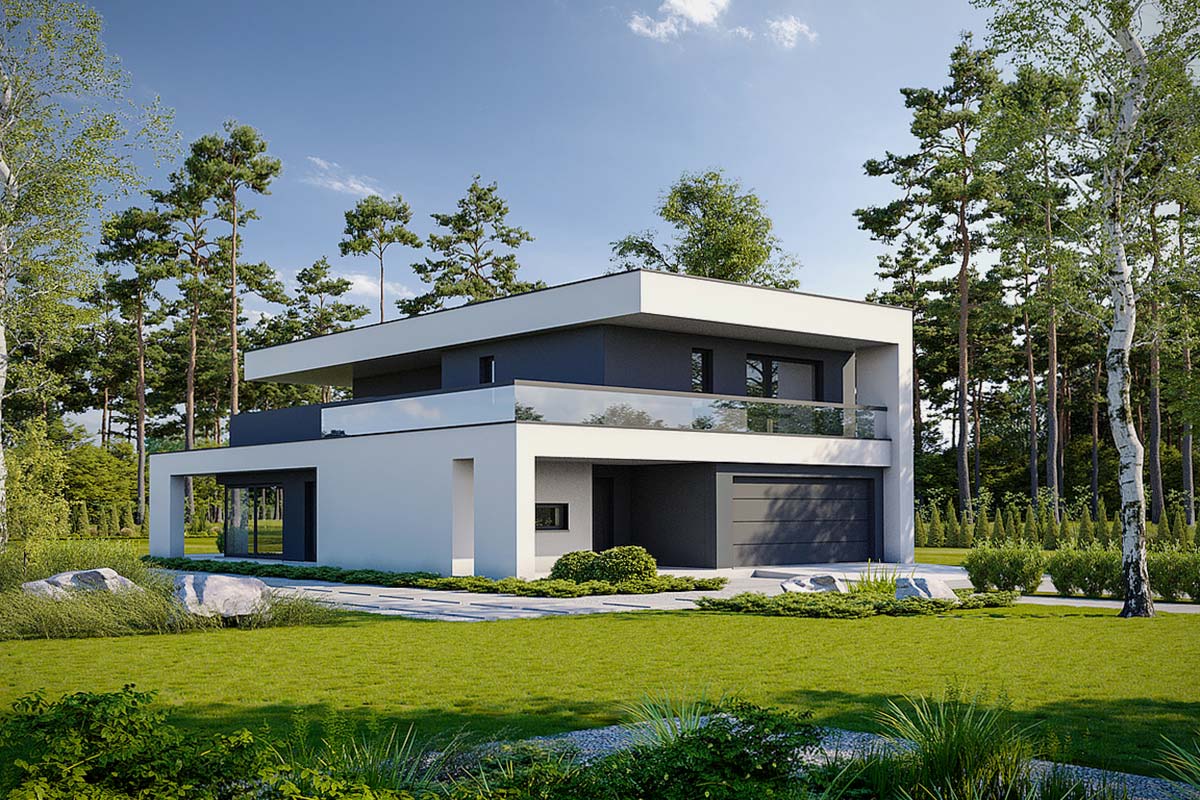 Дом в стиле Хай-Тек с гаражом на 2 машины «Россберг»