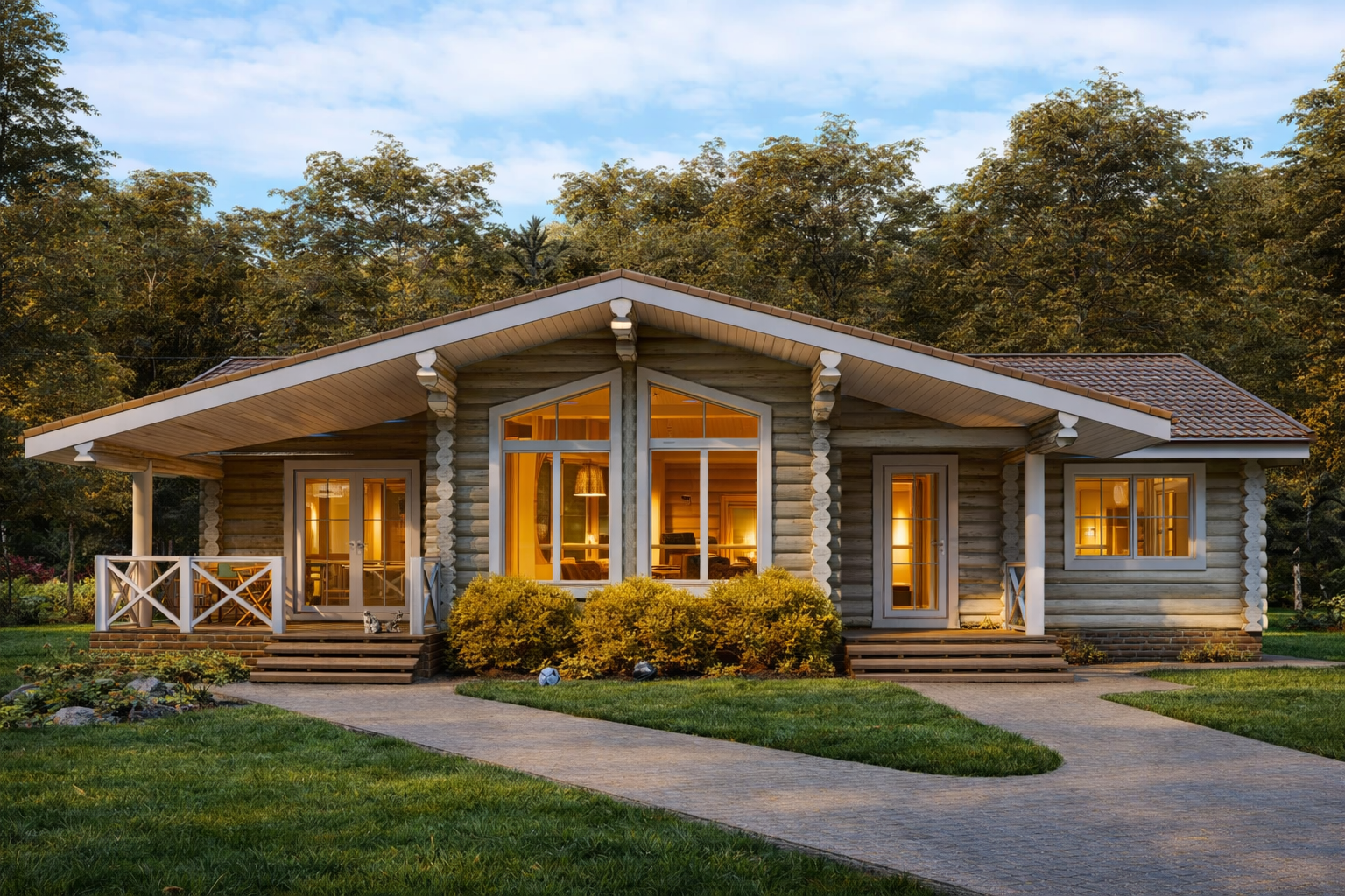 Дом из оцилиндрованного бревна «Вологда» | ЭкоТех