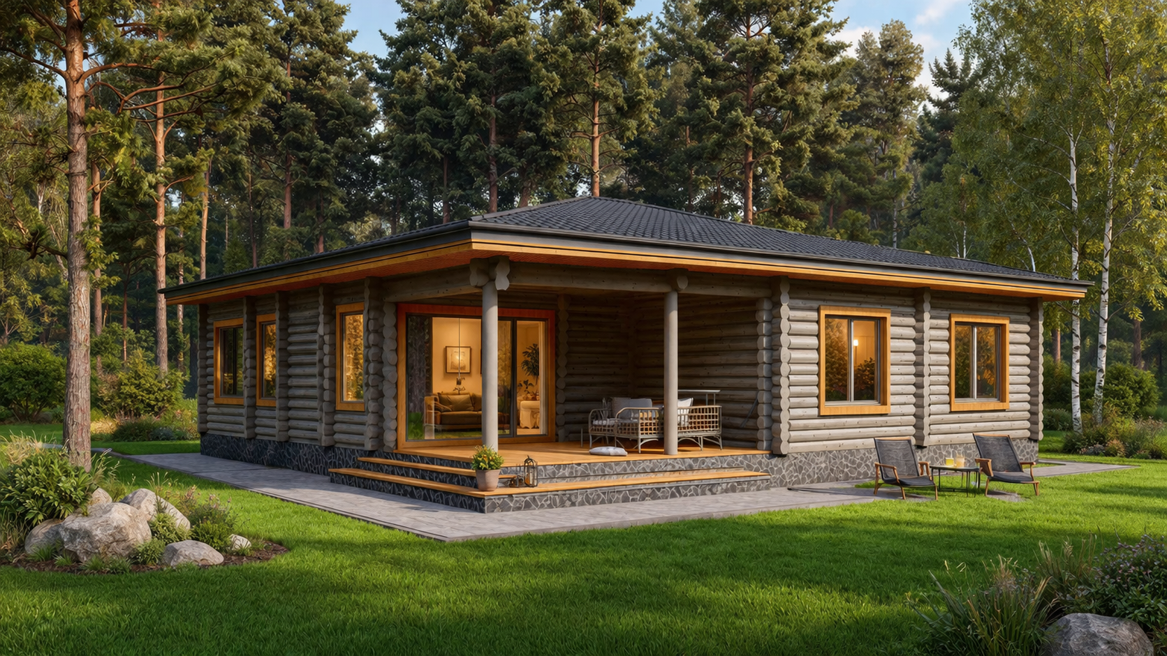 Дом из оцилиндрованного бревна «Покров» | ЭкоТех